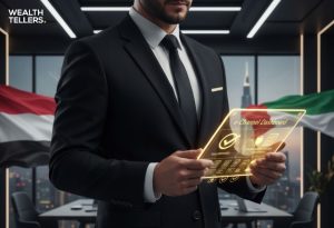 Digital tablet displaying UAE e-Channel system used for business setup and immigration services