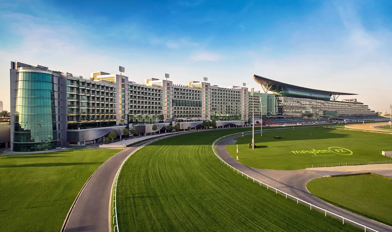 Meydan Free Zone buildings and racecourse — strategic location and modern facilities in Dubai