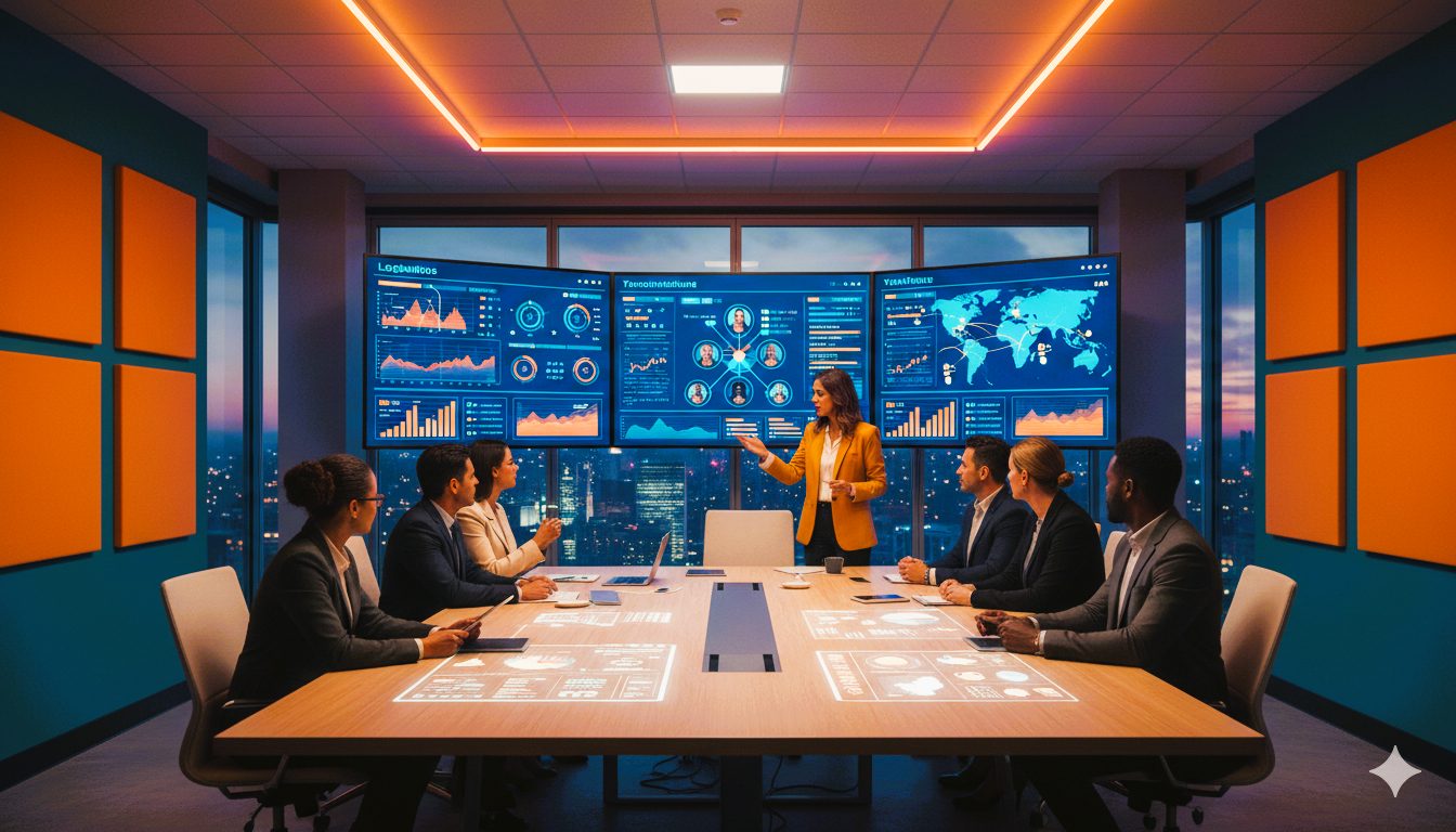 Operations team reviewing dashboards and SOPs to scale processes, automate tasks, and maintain service quality during UAE business growth.